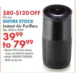 Boscov's ENTIRE STOCK Instant Air Purifiers offer