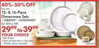 Boscov's 12-& 16-Piece Dinnerware Sets offer