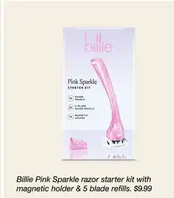 Target Billie Pink Sparkle razor starter kit with magnetic holder & 5 blade refills offer