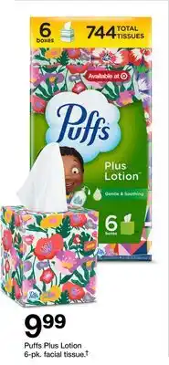 Target Puffs Plus Lotion 6-pk. facial tissue.† offer