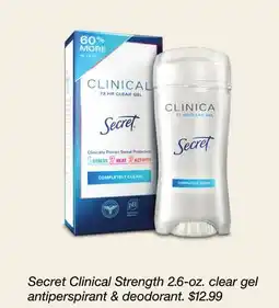 Target Secret Clinical Strength 2.6-oz. clear gel antiperspirant & deodorant offer