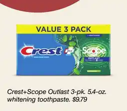 Target Crest+Scope Out/est 3-pk. 5.4-oz. whitening toothpaste offer