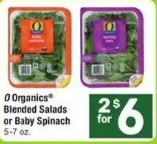 Albertsons 0 Organics Blended Salads or Baby Spinach offer