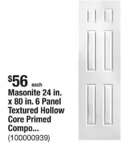 The Home Depot Masonite 24 in. x 80 in. 6 Panel Textured Hollow Core Primed offer