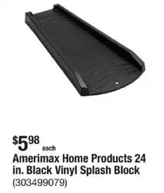 The Home Depot Amerimax Home Products 24 in. Black Vinyl Splash Block offer