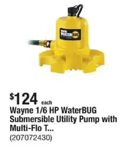 The Home Depot Wayne 1/6 HP WaterBUG Submersible Utility Pump with Multi-Flo offer