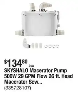 The Home Depot SKYSHALO Macerator Pump 500W 29 GPM Flow 26 ft. Head Macerator Sew offer
