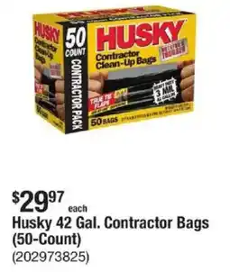The Home Depot Husky 42 Gal. Contractor Bags (50-Count) offer