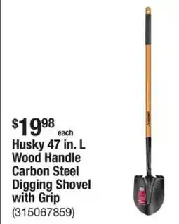 The Home Depot Husky 47 in. L Wood Handle Carbon Steel Digging Shovel with Grip offer