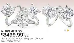 JC Penney M. 5-1/3 to 5-1/2 ct. t.w. lab-grown diamond 5 ct. center stone◊ offer