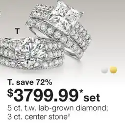 JC Penney T. 5 ct. lab-grown diamond 3 ct. center stone‡ offer