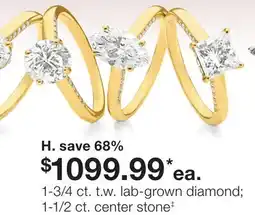 JC Penney H. 1-3/4 ct. t.w. lab-grown diamond 1-1/2 ct. center stone‡ offer