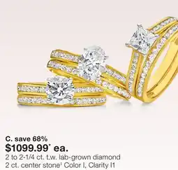 JC Penney C. 2 to 2-1/4 ct. t.w. lab-grown diamond 2 ct. center stone‡ Color I, Clarity I1 offer