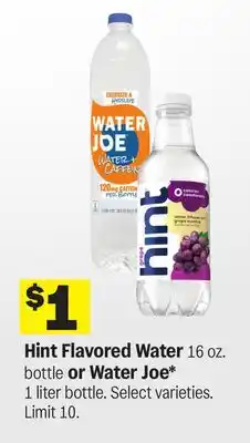 Meijer Hint Flavored Water 16 oz. bottle or Water Joe* 1 liter bottle offer