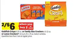 Meijer Goldfish Crisps 6.25 oz. or Family Size Crackers 10-12 oz. or Lance Crackers 10 ct./1.25-1.75 oz offer