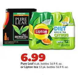 Hy-Vee Pure Leaf 6 pk. bottles 16.9 fl. oz. or Lipton tea 12 pk. bottles 16.9 fl. oz offer