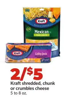Hy-Vee Kraft shredded, chunk or crumbles cheese offer