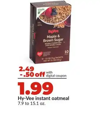 Hy-Vee Hy-Vee instant oatmeal offer