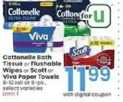Albertsons Cottonelle Bath Tissue or Flushable Wipes or Scott Viva Paper Towels offer