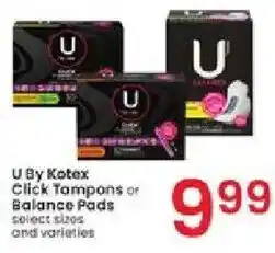 Albertsons U By Kotex Click Tampons or Balance Pads offer