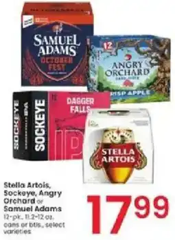 Albertsons Stella Artois, Sockeye, Angry Orchard or Samuel Adams offer