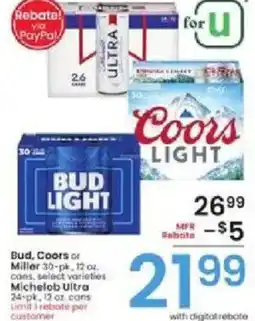 Albertsons Bud, Coors or Miller or Michelob Ultra offer
