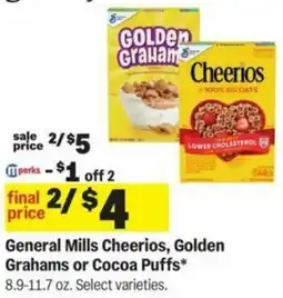 Meijer General Mills Cheerios, Golden Grahams or Cocoa Puffs offer