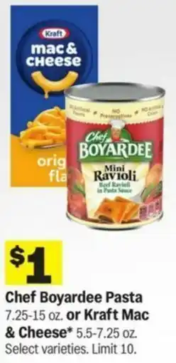 Meijer Chef Boyardee Pasta or Kraft Mac & Cheese offer