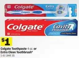 Meijer Colgate Toothpaste or Extra Clean Toothbrush offer