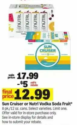 Meijer Sun Cruiser or Nutrl Vodka Soda Fruit offer