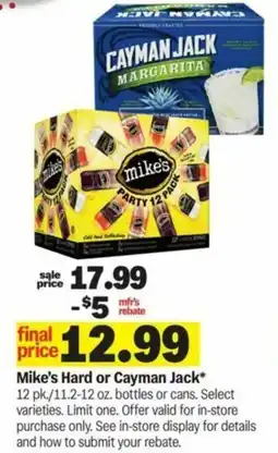 Meijer Mike's Hard or Cayman Jack offer
