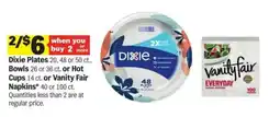 Meijer Dixie Plates Bowls or Hot Cups or Vanity Fair offer