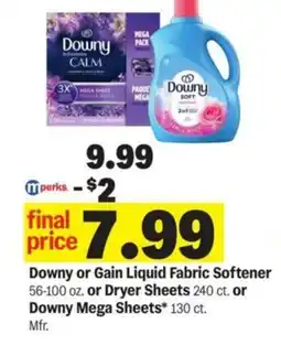 Meijer Downy or Gain Liquid Fabric Softener or Dryer offer