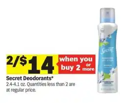 Meijer Secret Deodorants offer