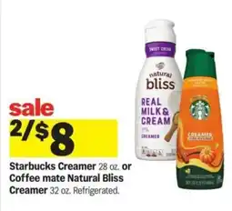 Meijer Starbucks Creamer or Coffee mate Natural Bliss Creamer offer