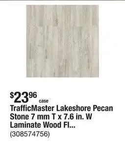 The Home Depot TrafficMaster Lakeshore Pecan Stone 7 mm T x 7.6 in. W Laminate Wood Flooring (24.2 sqft/case) offer