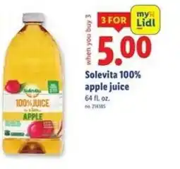 Lidl Solevita 100% apple juice offer