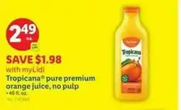 Lidl Tropicana pure premium orange juice offer