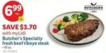 Lidl Butcher's Specialty fresh beef ribeye steak offer