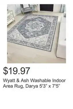 Costco Wyatt & Ash Washable Indoor Area Rug, Darya 5'3 x 7'5 offer