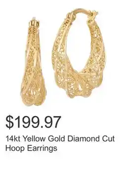 Costco 14kt Yellow Gold Diamond Cut Hoop Earrings offer