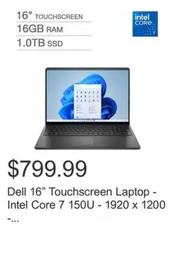 Costco Dell 16 Touchscreen Laptop - Intel Core 7 150U - 1920 x 1200 - 16GB RAM - 1TB SSD - Windows 11 offer