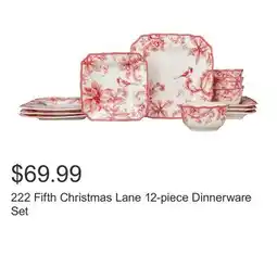 Costco 222 Fifth Christmas Lane 12-piece Dinnerware Set offer