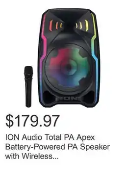 Costco ION Audio Total PA Apex Battery-Powered PA Speaker with Wireless Microphone and Dynamic Lights offer