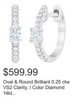 Costco Oval & Round Brilliant 0.25 ctw VS2 Clarity, I Color Diamond 14kt Gold Hoop Earrings offer