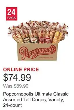Costco Popcornopolis Ultimate Classic Assorted Tall Cones, Variety, 24-count offer