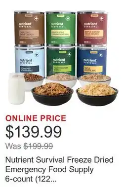 Costco Nutrient Survival Freeze Dried Emergency Food Supply 6-count (122 Total Servings) offer