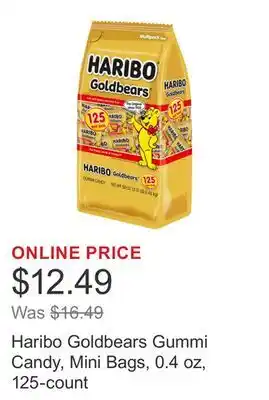 Costco Haribo Goldbears Gummi Candy, Mini Bags, 0.4 oz, 125-count offer