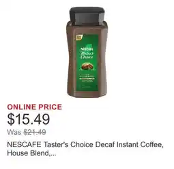 Costco NESCAFE Taster's Choice Decaf Instant Coffee, House Blend, Light-Medium Roast,14 oz offer