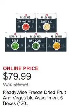 Costco ReadyWise Freeze Dried Fruit And Vegetable Assortment 5 Boxes (120 Total Servings) offer